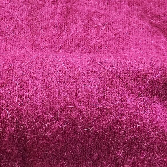 Unbranded Handknit Sweater Women M/L Fucsia LS Mock Neck Embellished Boho Preppy - Picture 10 of 11